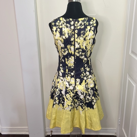 Julian Taylor Chic Fit Flare Navy Lime Yellow Dress Size 6 - Picture 10 of 13